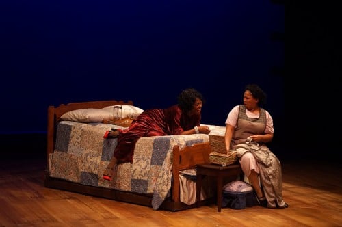 Regina Marie Williams as Shug Avery, Aimee K. Bryant as Celie. The Color Purple at Park Square Theatre. Photos by Petronella J. Ytsma