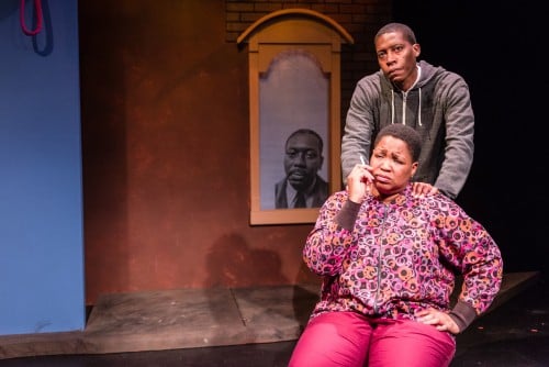 Namir Smallwood as Noel comforting his mama, played by Aimee K. Bryant. Photo by Rich Ryan